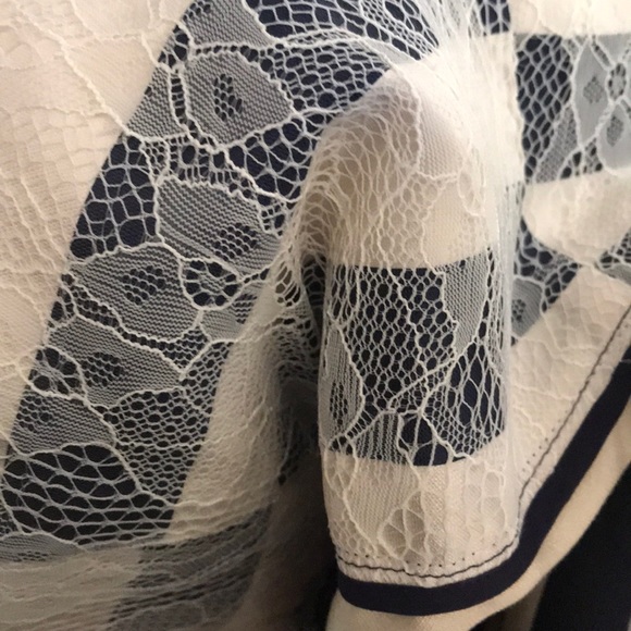 SOLD- DOLCE VITA NAVY & CREAM BACK OUT MINI DRESS - Picture 8 of 8